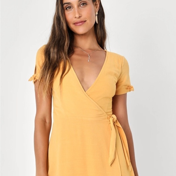 My Philosophy Golden Yellow Wrap Dress - Picture 9 of 10